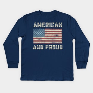 American And Proud USA Flag Military Kids Long Sleeve T-Shirt